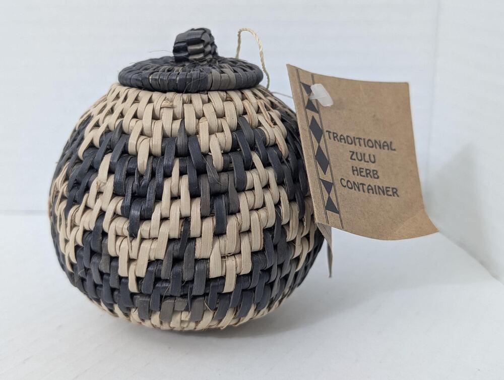 Vintage Zulu Hand Woven Herb Container